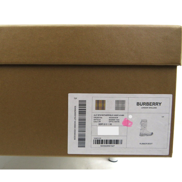 $1190 BURBERRY ROTHERFIELD WHITE RUBBER TB LOGO QUILTED SNOW RAIN BOOTS 40 - Picture 14 of 14